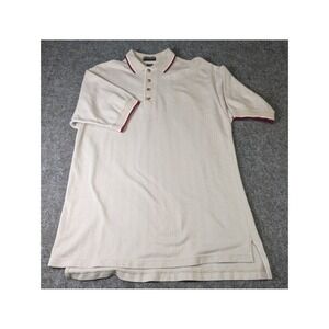 UltraClub Collection Mens L Polo Shirt Beige Textured Cotton Short Sleeve EUC